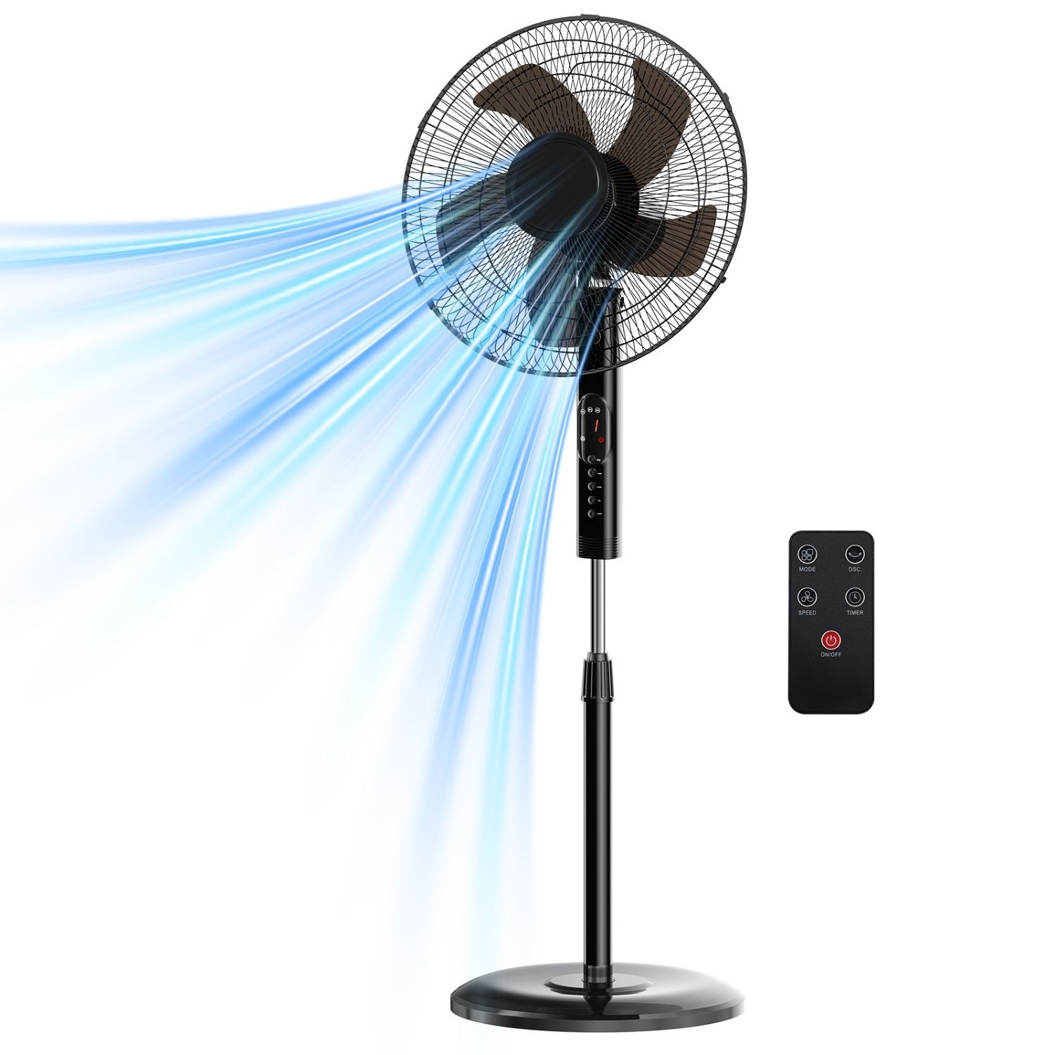 Remote Control Quiet Standing Fan, Oscillating Pedestal Fan With Adjustable Height, Timer And Multiple Modes For Bedroom Office image 4