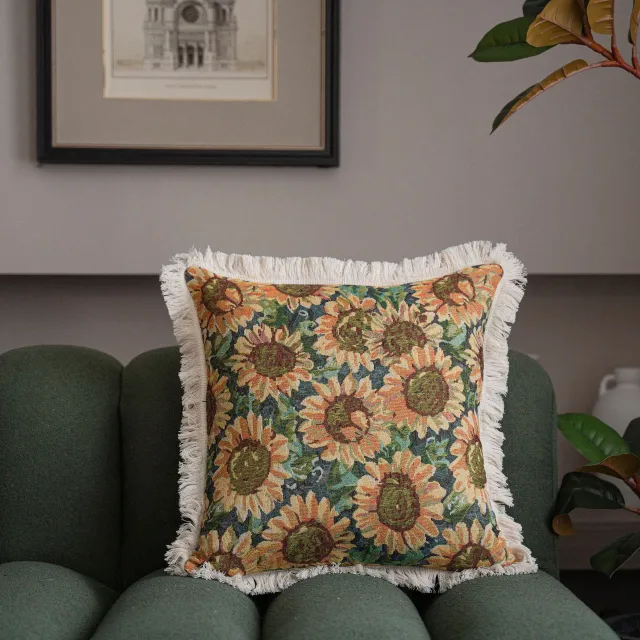American Jacquard Multi color Sofa Pillow Sitting Room Car Without Core Jacquard Sunflower - Shop at LoveMi