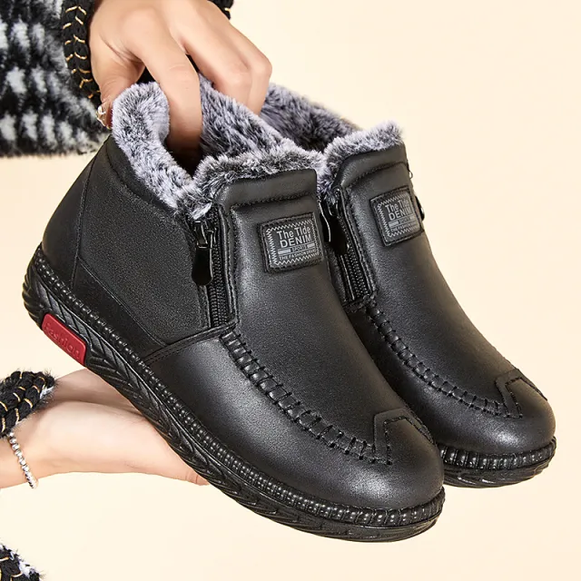 Plush Ankle Boots Winter Warm Shoes Gift For Mom Snow Boots Women Black - Shop at LoveMi
