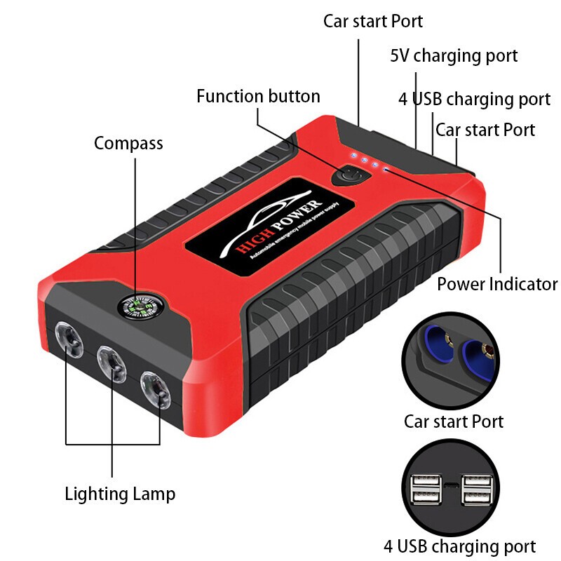 99800mAh 12V Car Starter Pack Booster Battery Charger Emergency Power Bank