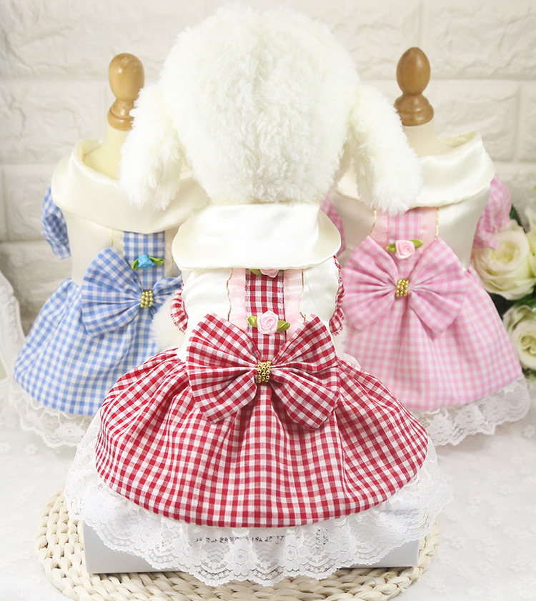 British Style Cotton Plaid Dog Pet Clothes
