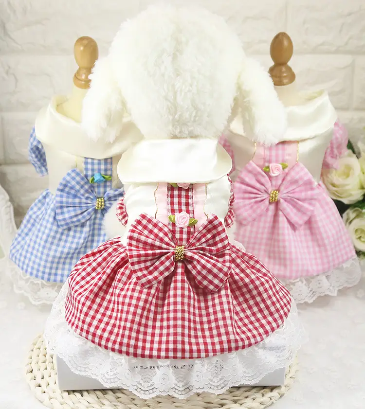British Style Cotton Plaid Dog Pet Clothes
