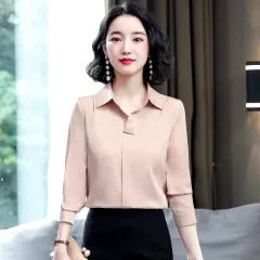 Women's New Fashionable Lapel Loose And Slim Shirt - Champagne-3Xl - View 1
