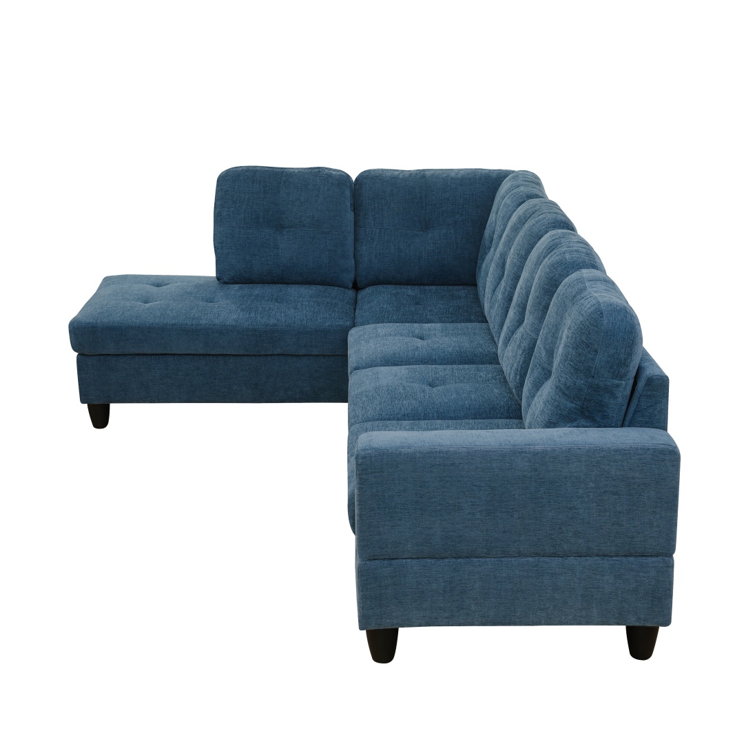 Pickup Only--Blue Flannel 3-Piece Couch Living Room Sofa Set