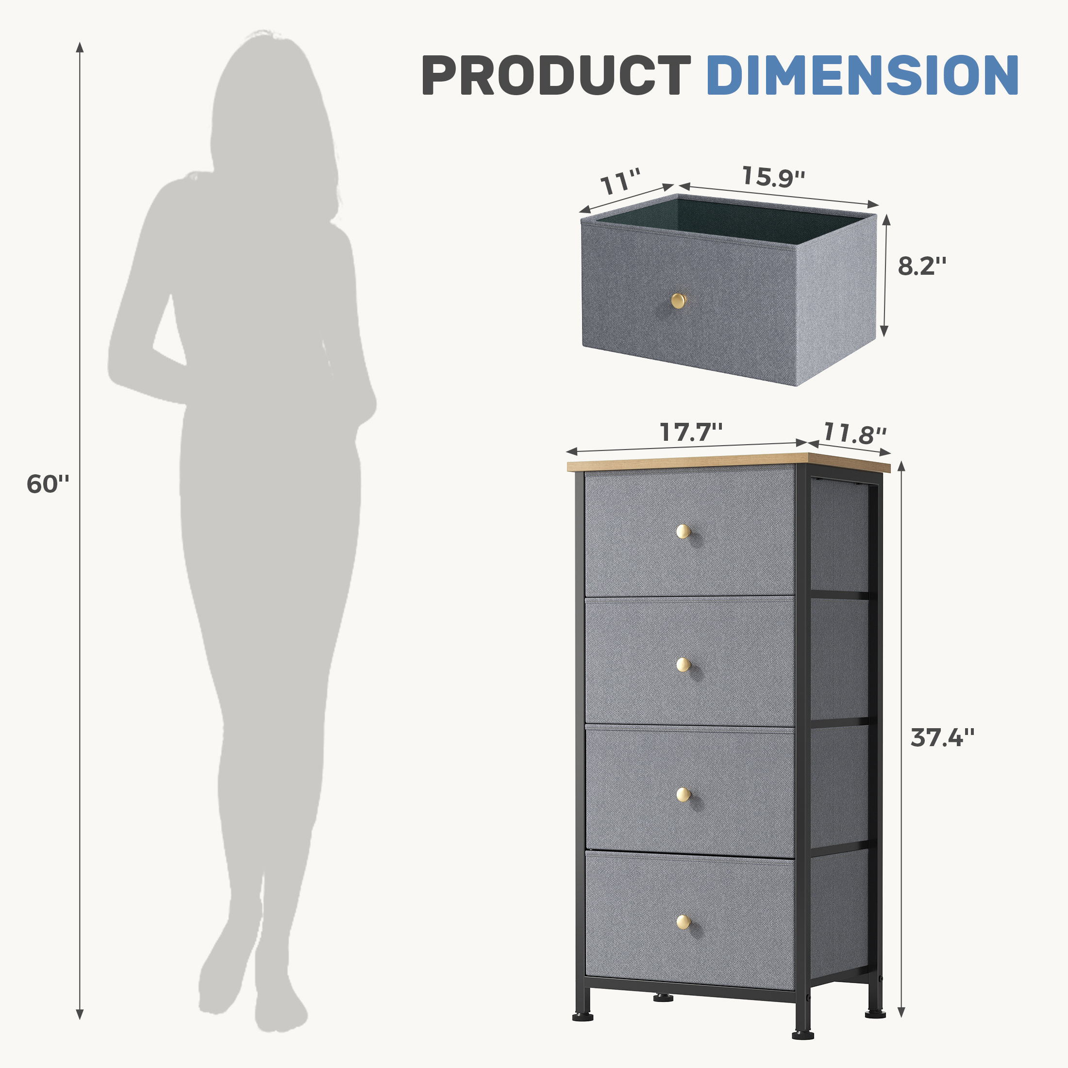 4-drawer Storage Cabinet - Suitable For Bedrooms, Living Rooms, And Wardrobes image 9