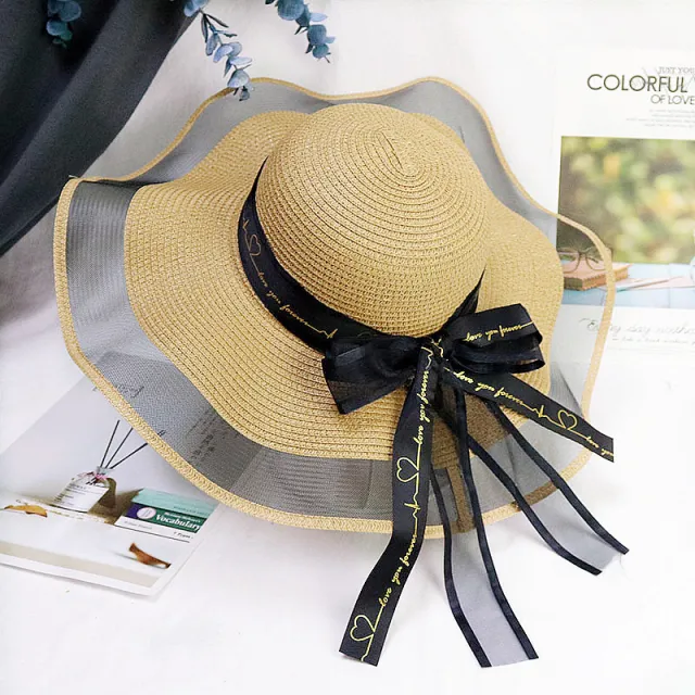 Foldable Sunscreen Sun Hat Seaside Bow Beach Hat Khaki - Shop at LoveMi