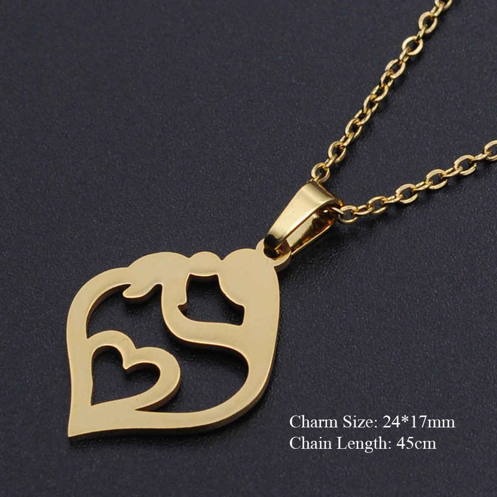 Titanium Steel Love Heart Necklace Love Heart Stainless Steel Pendant Necklace