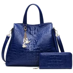 Classic Pattern Women's One-shoulder Diagonal Bag Simple Large-capacity Handbag - Blue - View 1