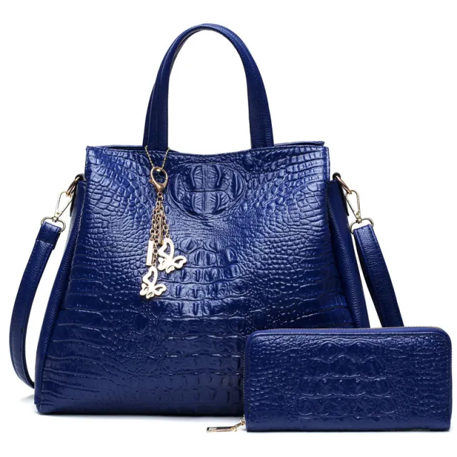 Classic Pattern Women's One shoulder Diagonal Bag Simple Large capacity Handbag Blue - Shop at LoveMi