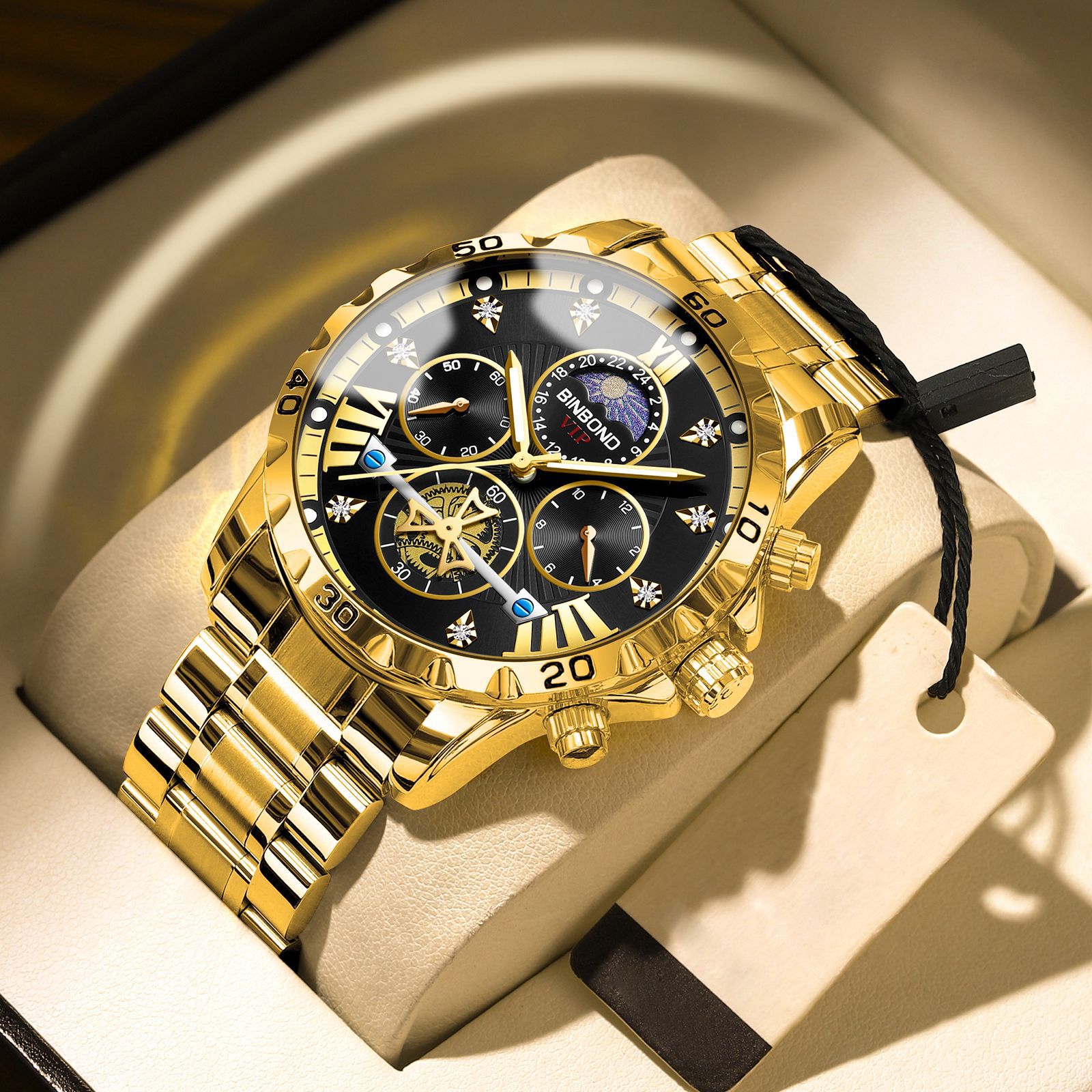 Men's Business Student Night Light Waterproof Flywheel Quartz Watch