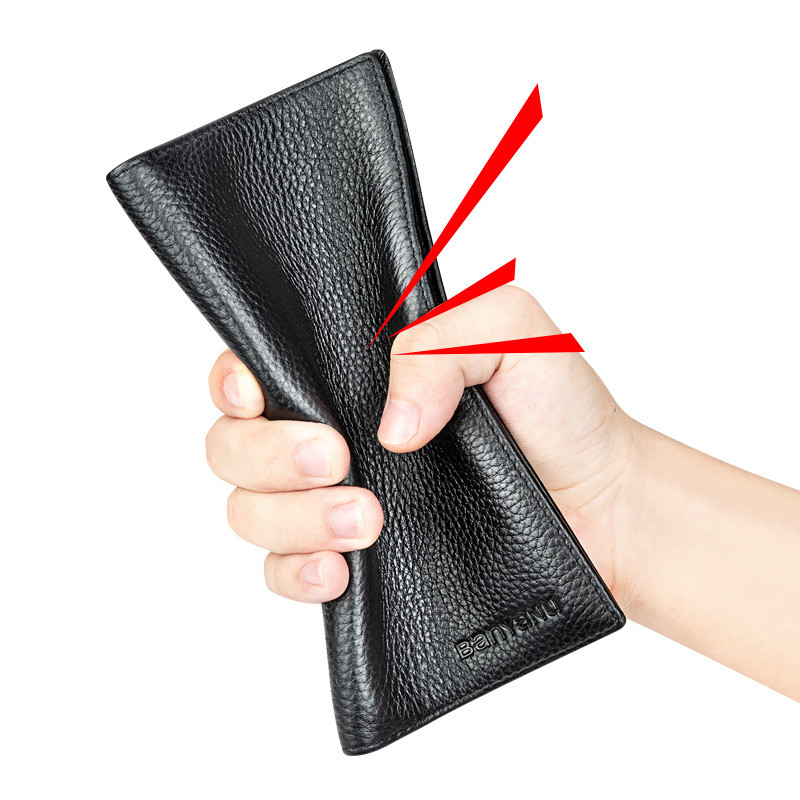 Leather Factory Wallet Men's Long Leather Ultra-thin