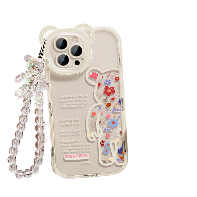 Flower Tide Transparent Pendant Bear Phone Case - Image 2