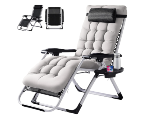 Zero Gravity Recliner Lounge Chair w/ Cushion & Cup Holder – 440lbs Support - Imagen 2 de 2