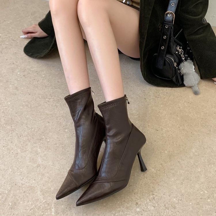 Pointed Toe Heeled Ankle Boots, picture 2 of 4