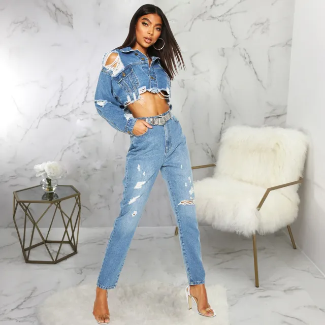 Women's Jacket Cropped Denim Top Blue - Shop at LoveMi