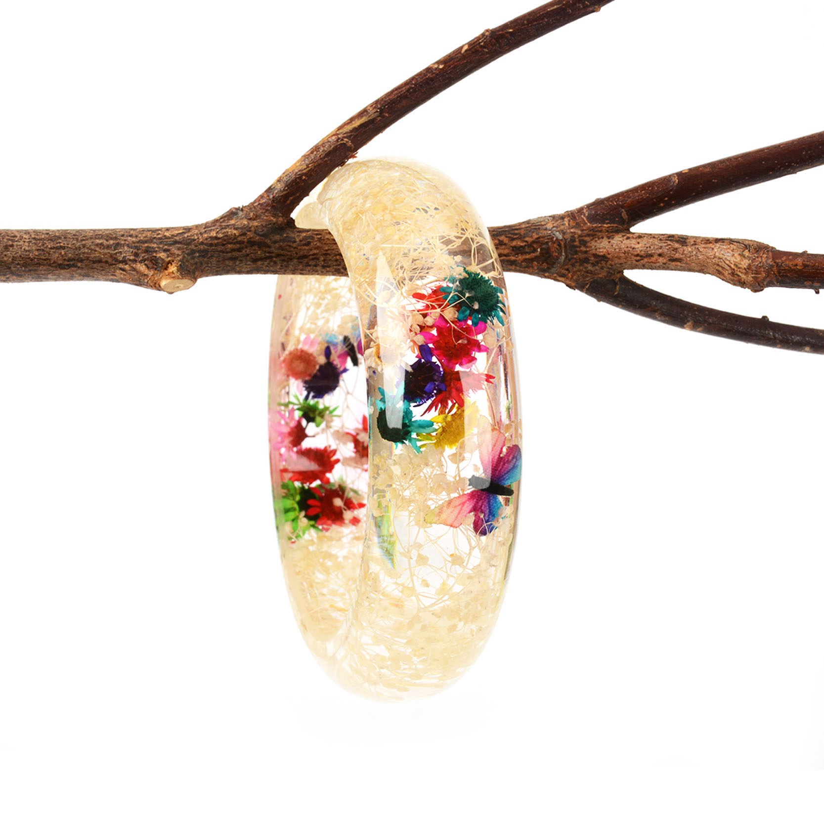 Epoxy Crystal AB Glue Dried Flower Bracelet