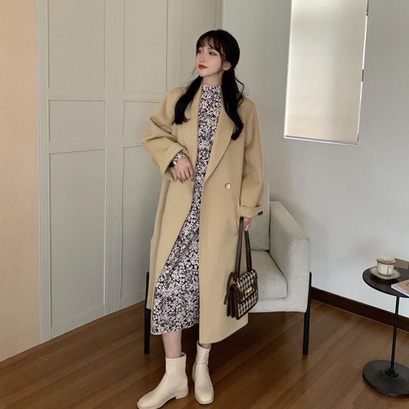 Loose Temperament Mid-length Suit Collar Mid-length Over The Knee