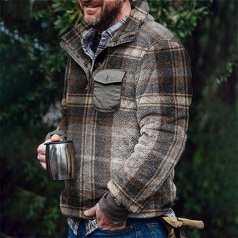 Autumn And Winter Casual Button Pocket Flannel Plush Men's Sweater