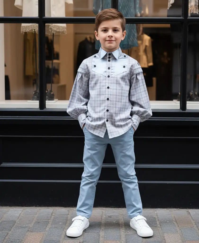 Boys Vintage Cotton Long Sleeve Shirt Party