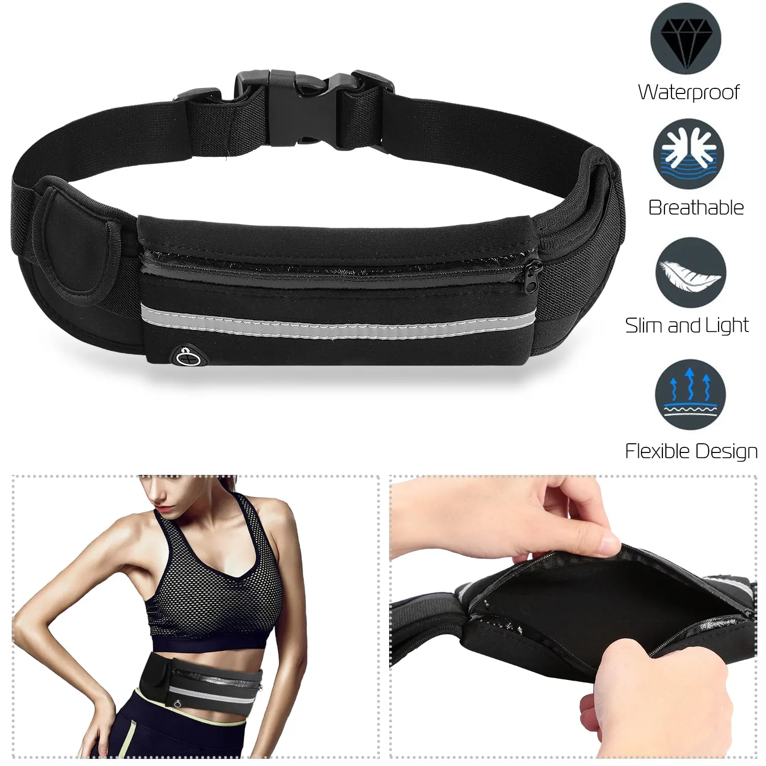 Sports Waist Bag Running Belt Pack Waterproof