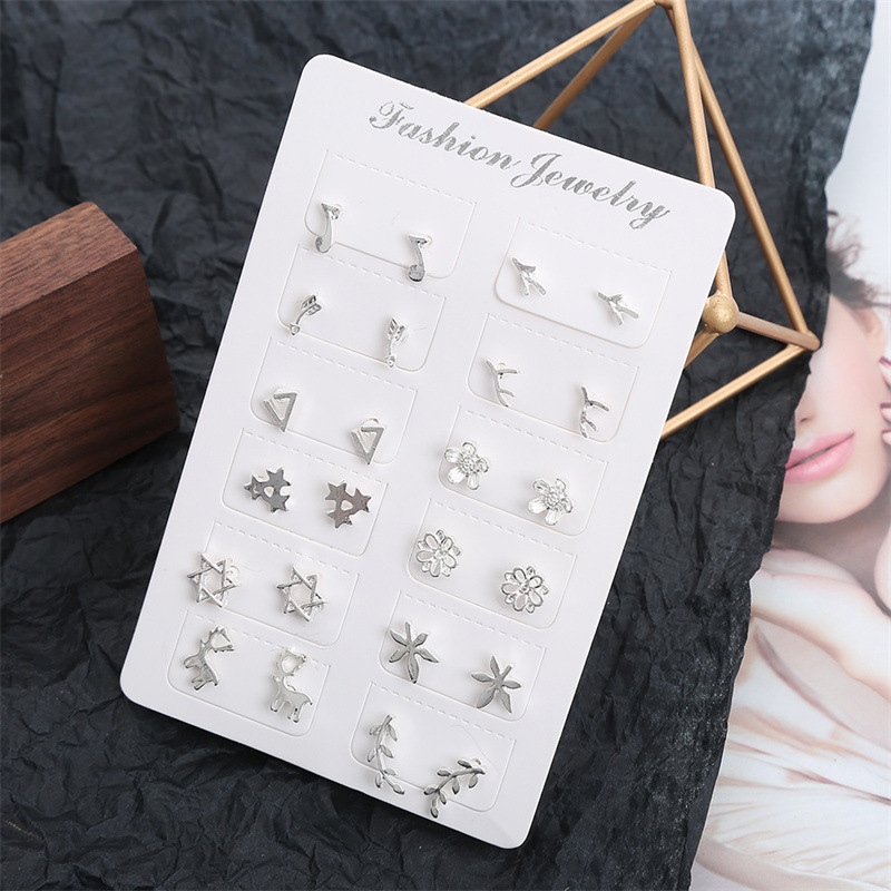 12 Pairs Of Personalized Geometric Love Star Earrings Earrings