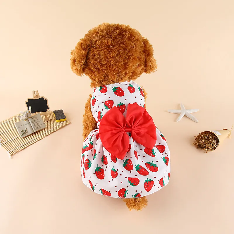 Teddy Pomeranian Bichon Pet Supplies Bow Skirt Cat Clothes - Red