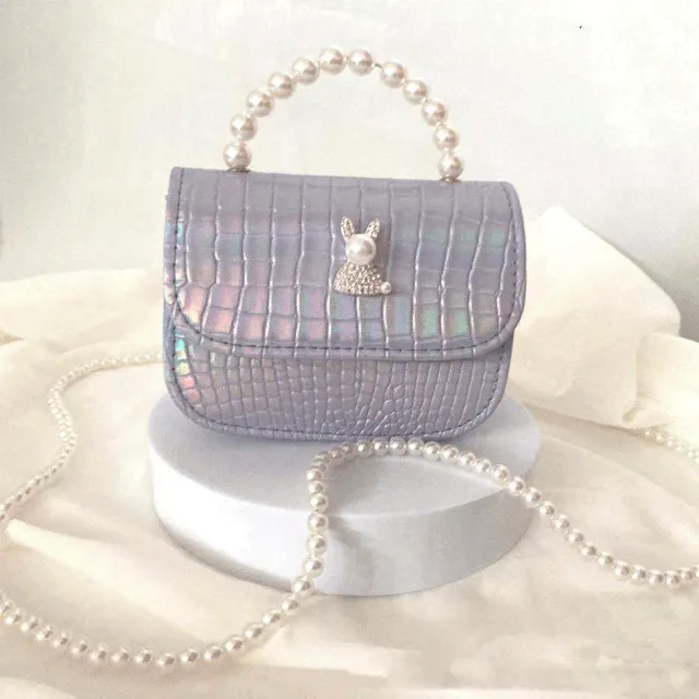 Rhinestone Rabbit Cute Girl Bag Pearl Portable Can Be Diagonal Purple - Shop at LoveMi
