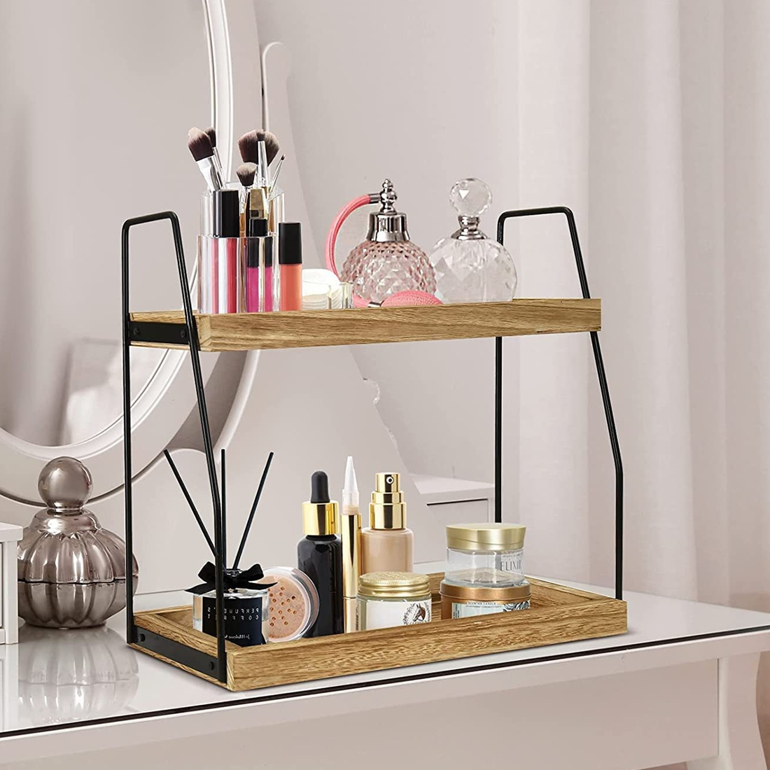 NEW 2 Tier Wooden Shelf Storage Unit Book Plant Stand Bathroom Kitchen Shelving Rack----medium Size