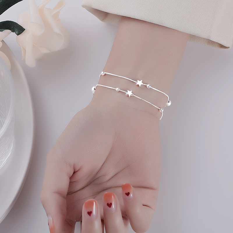 Women's Sterling Silver Double Star Bracelet