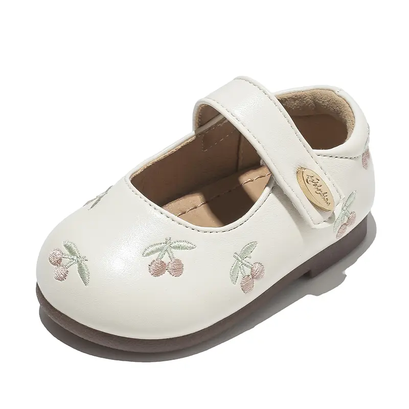 Girls' Non-slip Breathable Embroidered Single Shoes
