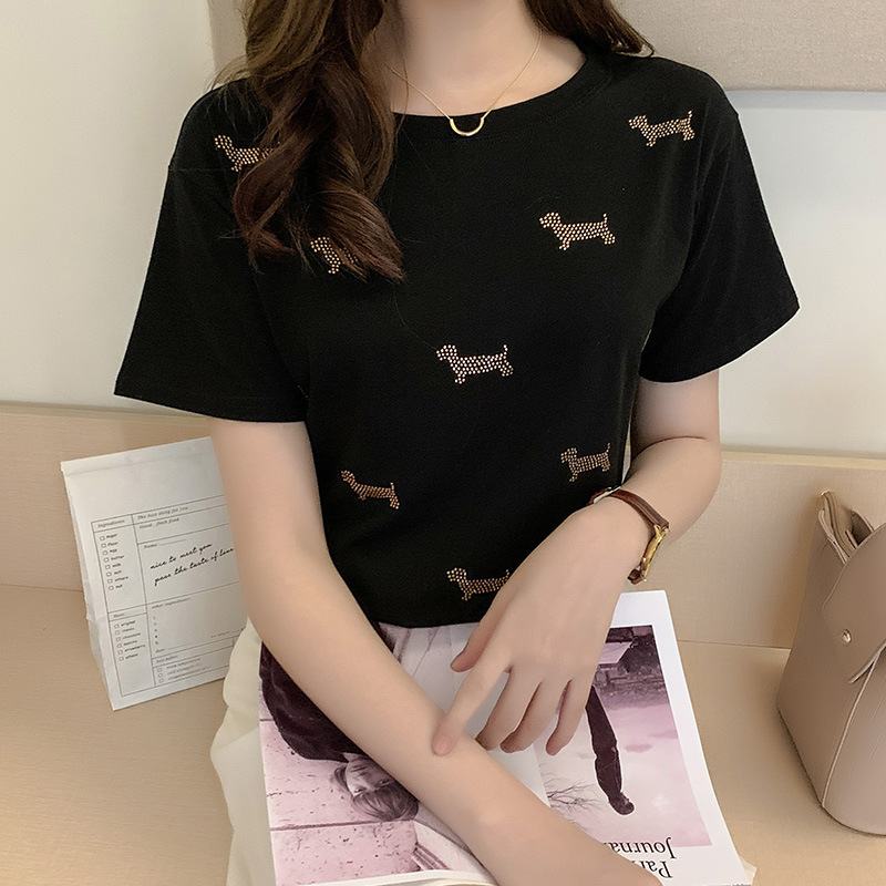 New Style Western-style Pure Cotton Korean Style Loose Short-sleeved T-shirt Top