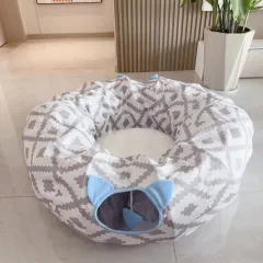 Tunnel Plus-sized Diameter Foldable Cat Toy - Grey Striped Tunnel - View 1