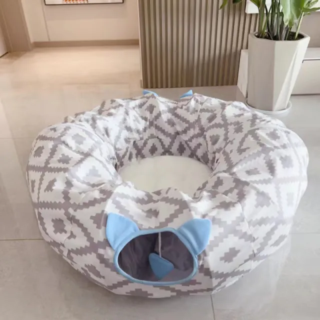 Tunnel Plus sized Diameter Foldable Cat Toy Gray Striped Tunnel - Shop at LoveMi