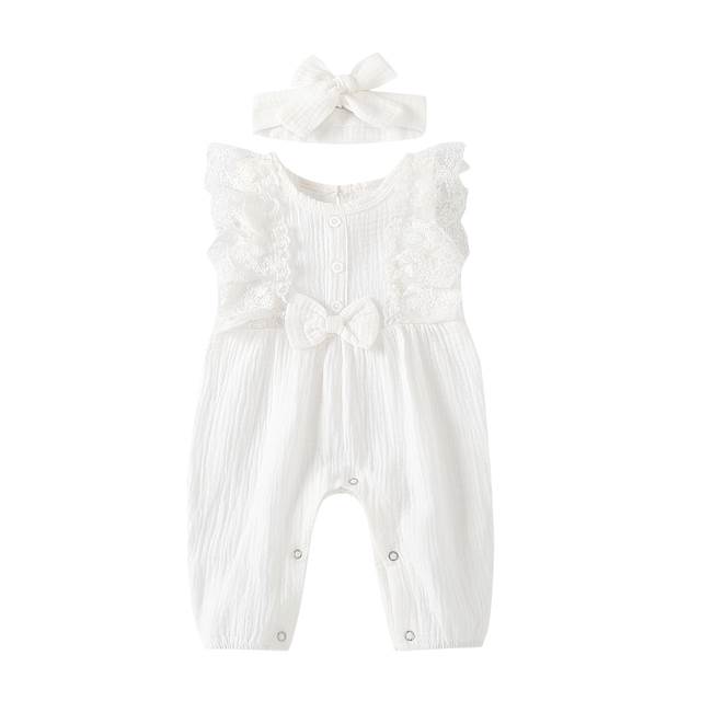 Baby Girl Two-piece Cotton And Linen Jumpsuit