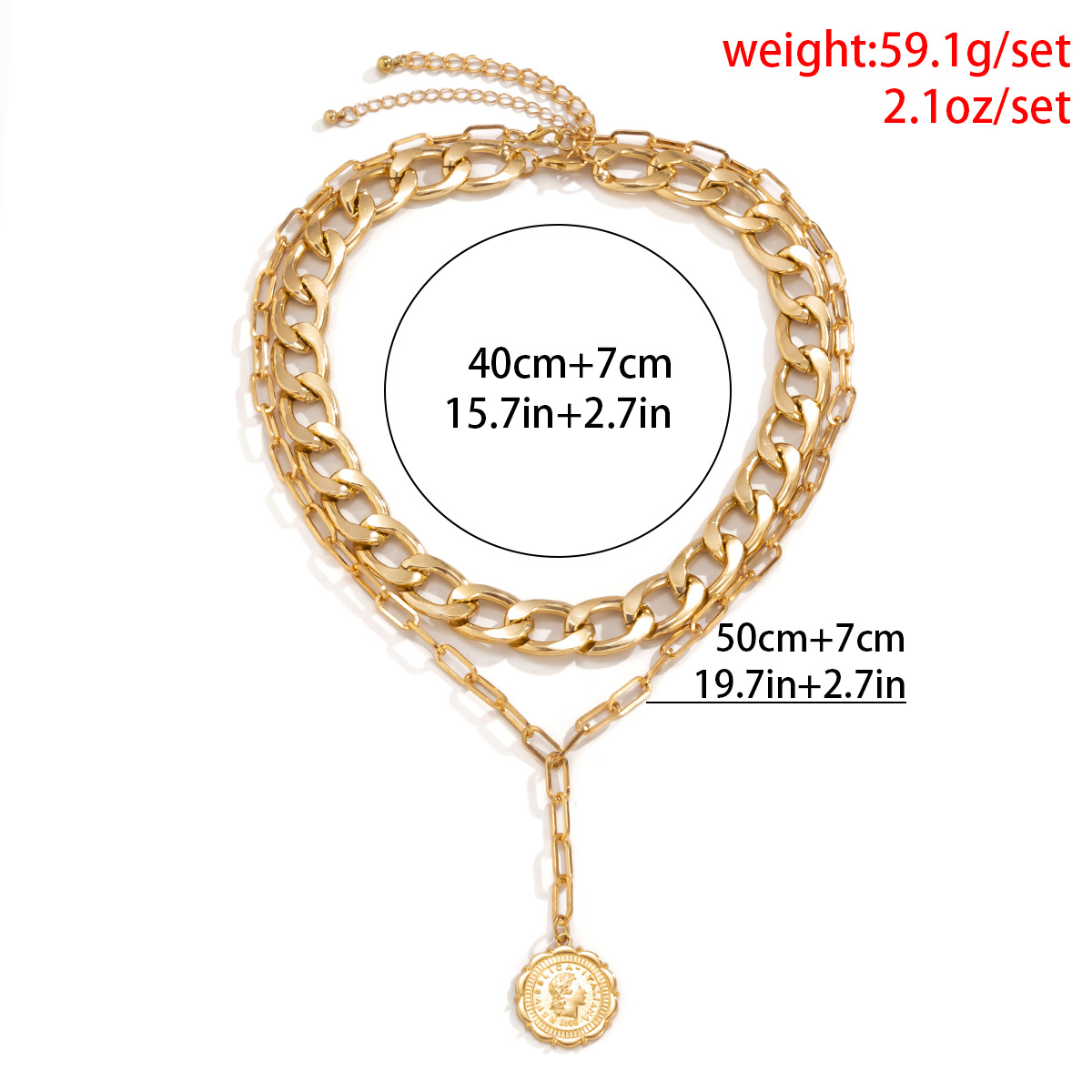 Fashionable Simple Metal Portrait Set Necklace