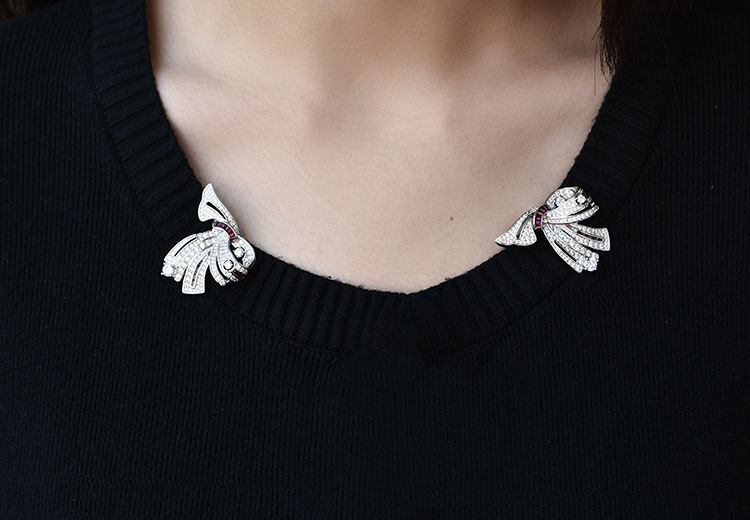 High Grade Detachable Double Clip Bow Brooch — foto 7