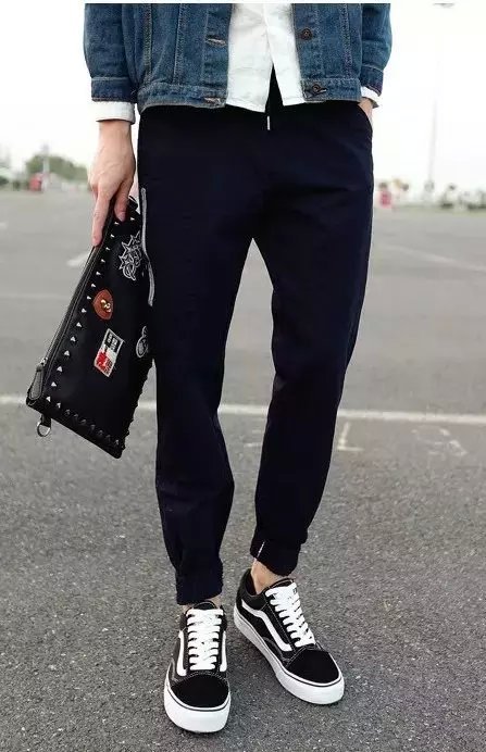 Men's Tide Brand Japanese Embroidered Zipper Decoration Drawstring Casual Pants