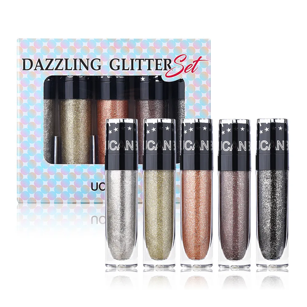 Metal Pearlescent Liquid Eye Shadow Polarized Mermaid Color Crouching Silkworm Pen Set - 6Gx5