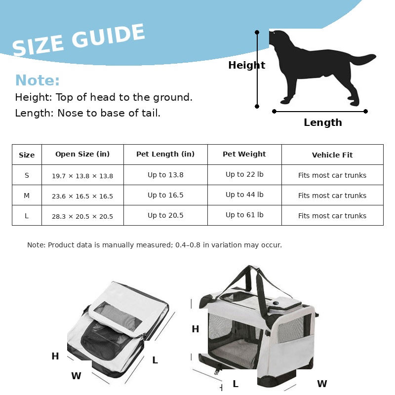 Caisse souple pliante pour chien à 3 portes avec sac de transport et lit en polaire – Image 2