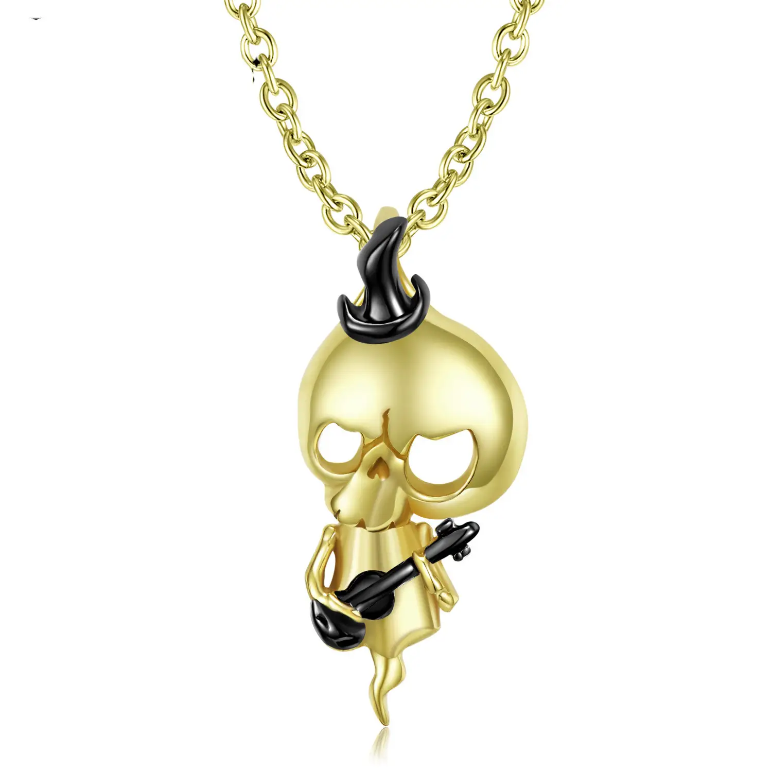 Skull And Goblin Necklace Playing Guitar