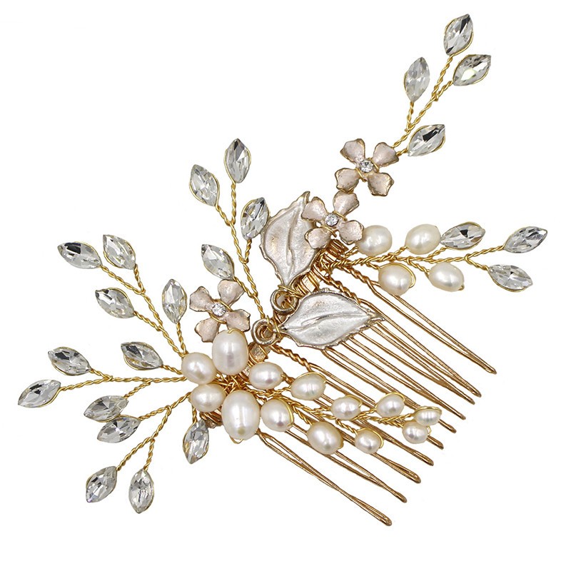 Shiny Horse Eye Diamond Wedding Dress Headwear Gold - Shop at LoveMi