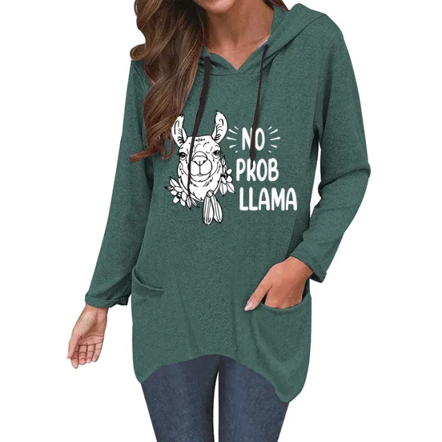 No Prob Llama Cute Cat Ear Sweater Green - Shop at LoveMi