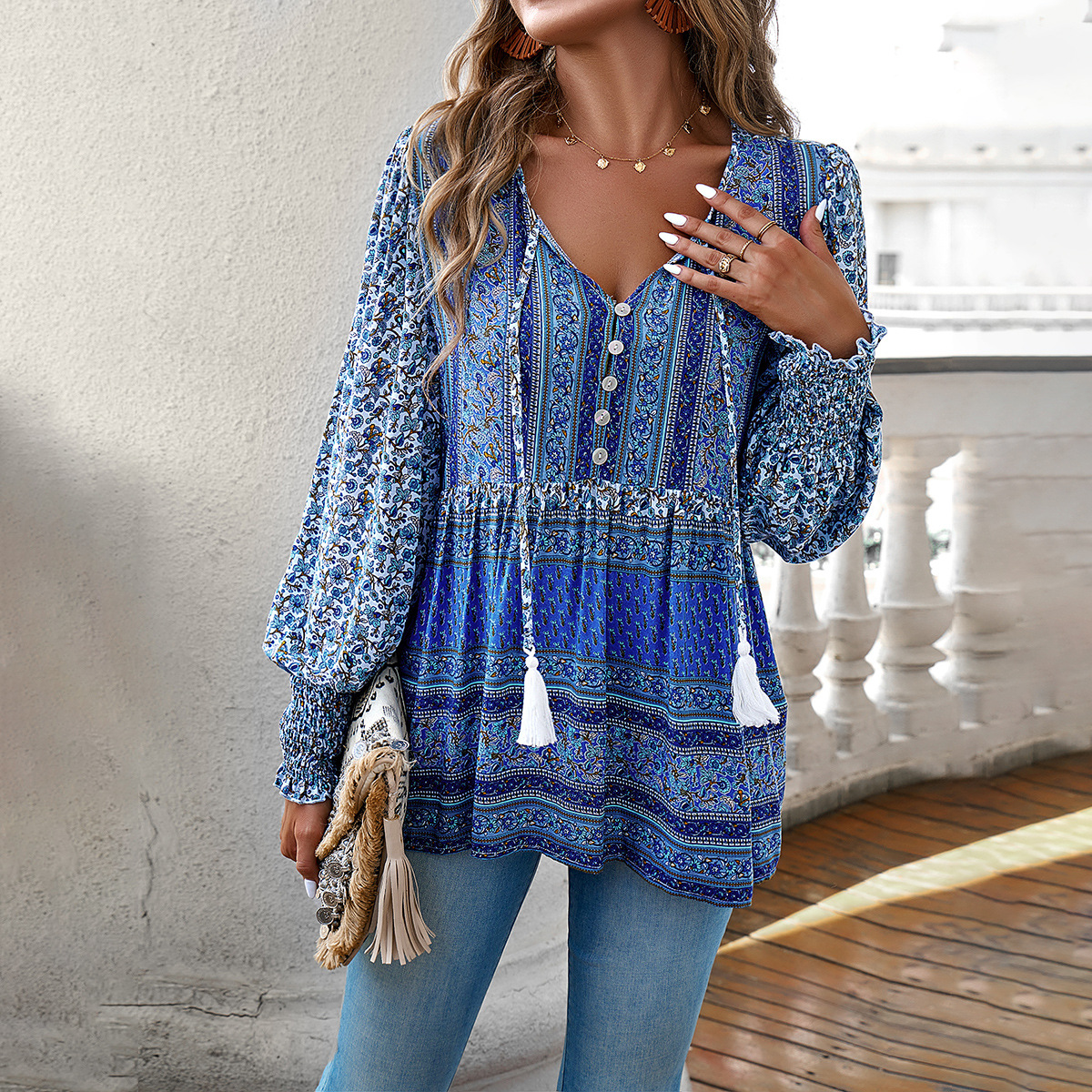 European And American Printed Shirt For Women