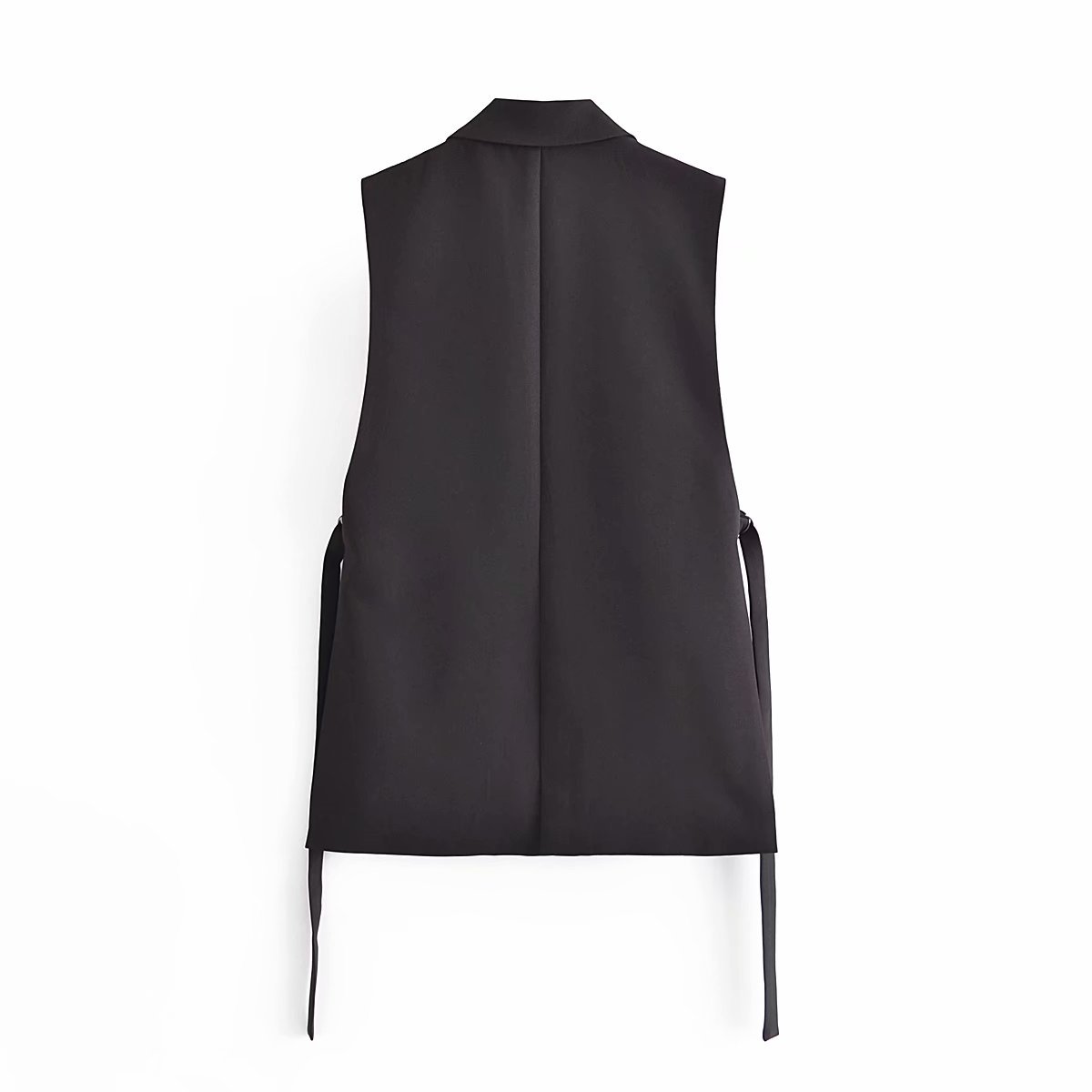 Style Lapel Sleeveless One Button Design Lace Up Vest Coat