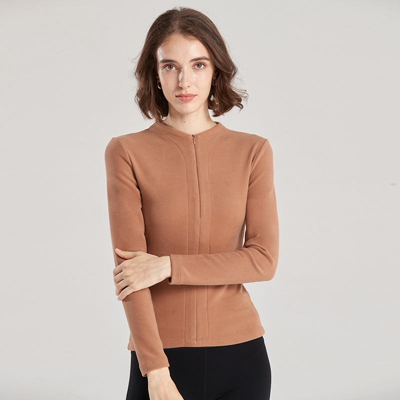 Fashion Half High Collar Zipper Bottoming Shirt For Women