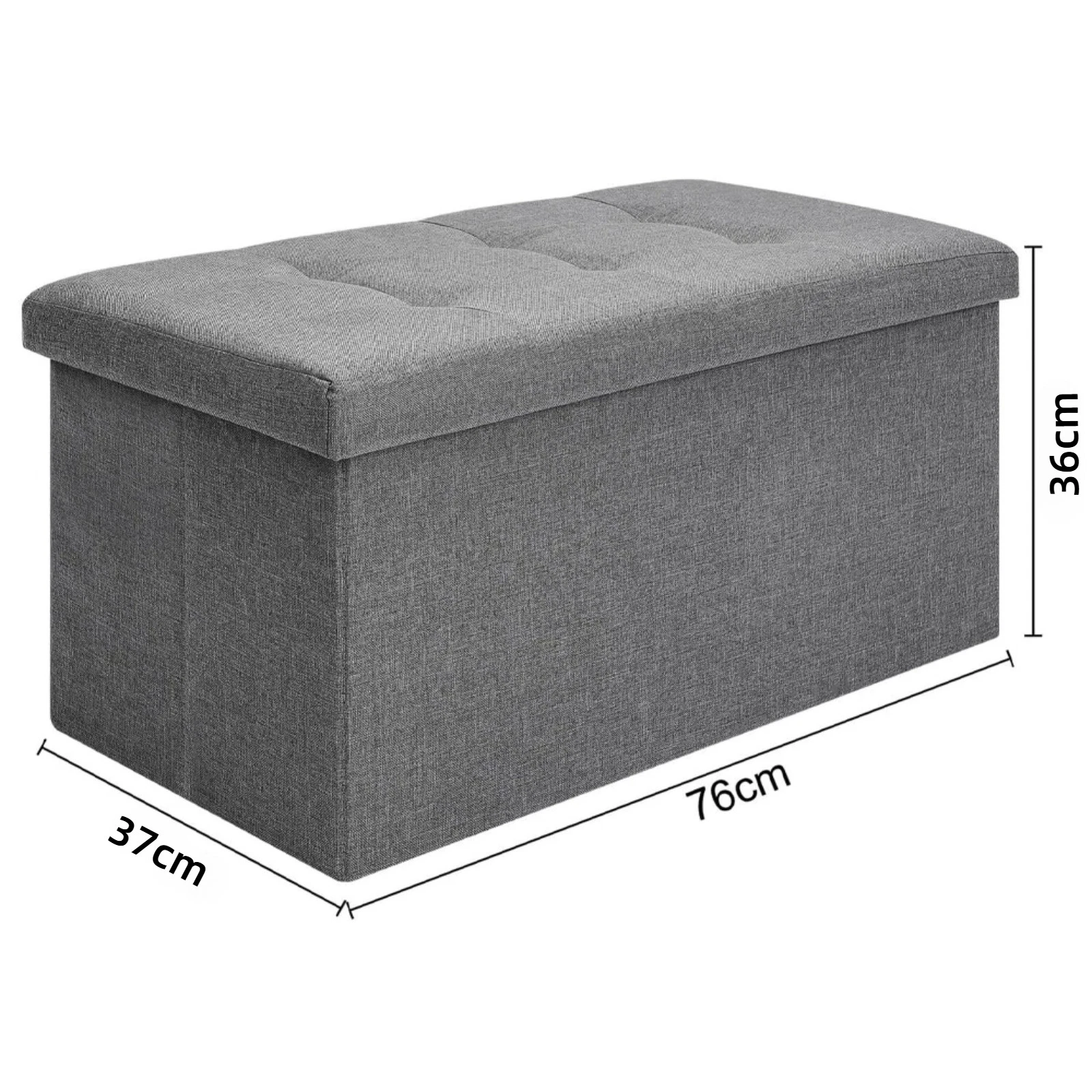 Folding Ottoman Storage Box Pouffe Seat Stool Home Chair Foot Stool Bench LINEN 5