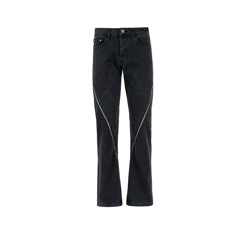 High Street Wide-leg Slim-fit Black Jeans
