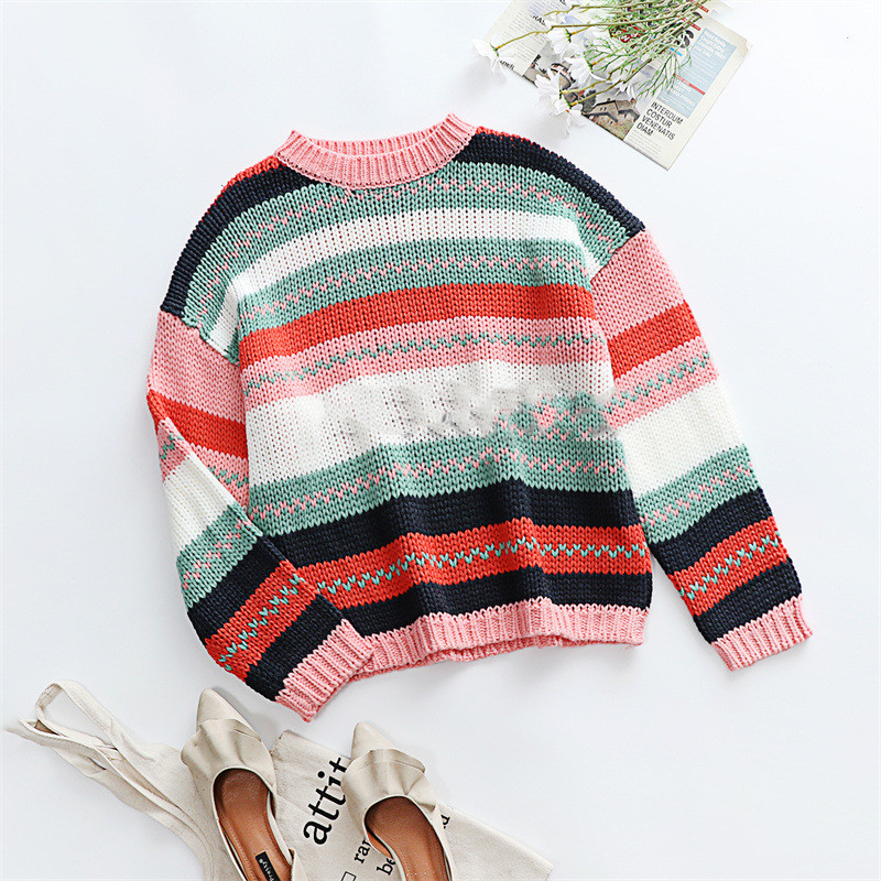 Title 1, Maglione pullover con cuciture arcobaleno, stil...