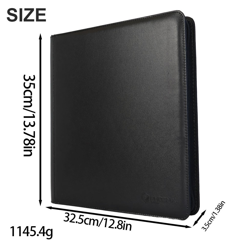Premium ZIP Trading Card Binder Album Folder-12 Pocket 480 Leather-Covered