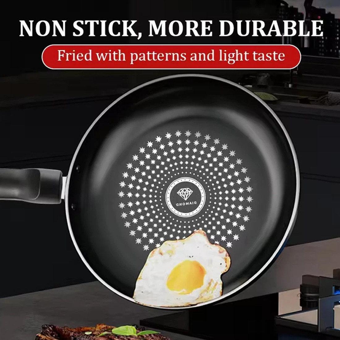 Frying Pan Non Stick 24cm Diamond,Easy To Clean, Induction Compatible